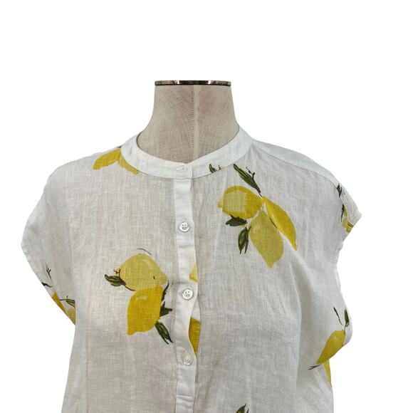 Rails Angelina Dress Mini Linen Citronnade Lemon Print White Yellow Size Small - Picture 3 of 13